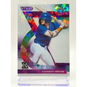 2024 Leaf Vivid Baseball Carson Benge Rookie White Crystal Refractor 6/6 SP Mets